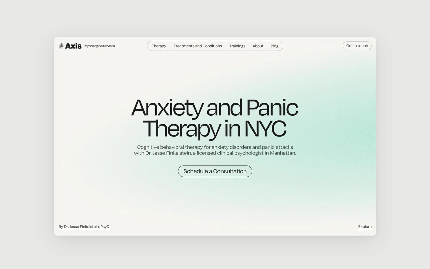 Сторінка Anxiety and Panic Therapy in NYC на сайті Axis