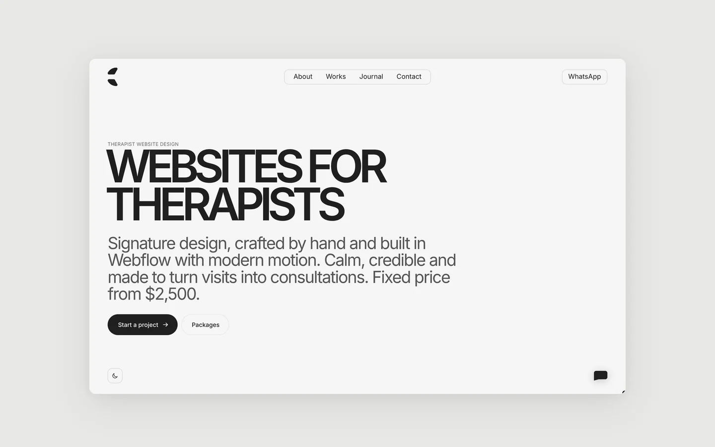Сторінка сайтів для терапевтів на creayou.com з пакетами і цінами